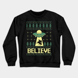 Believe Bigfoot UFO Unicorn Ugly Christmas Sweater Xmas Crewneck Sweatshirt